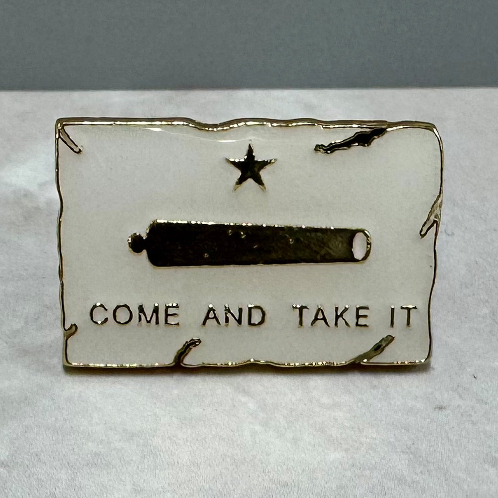 Distressed Come and Take It Flag Lapel Pin – Texas Independence Souvenir | Gonzales TX Collectible