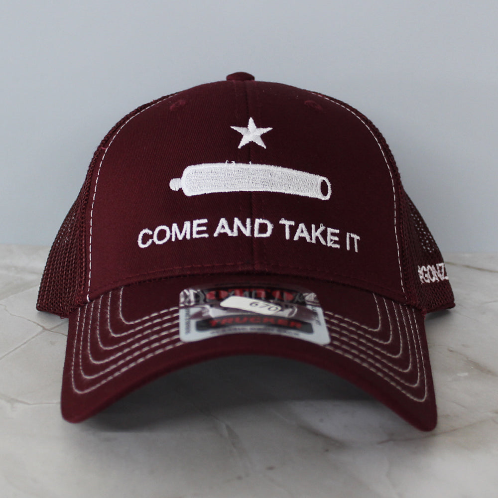 Come and Take It OTTO 6-Panel Low Profile Mesh Trucker Hat – Maroon