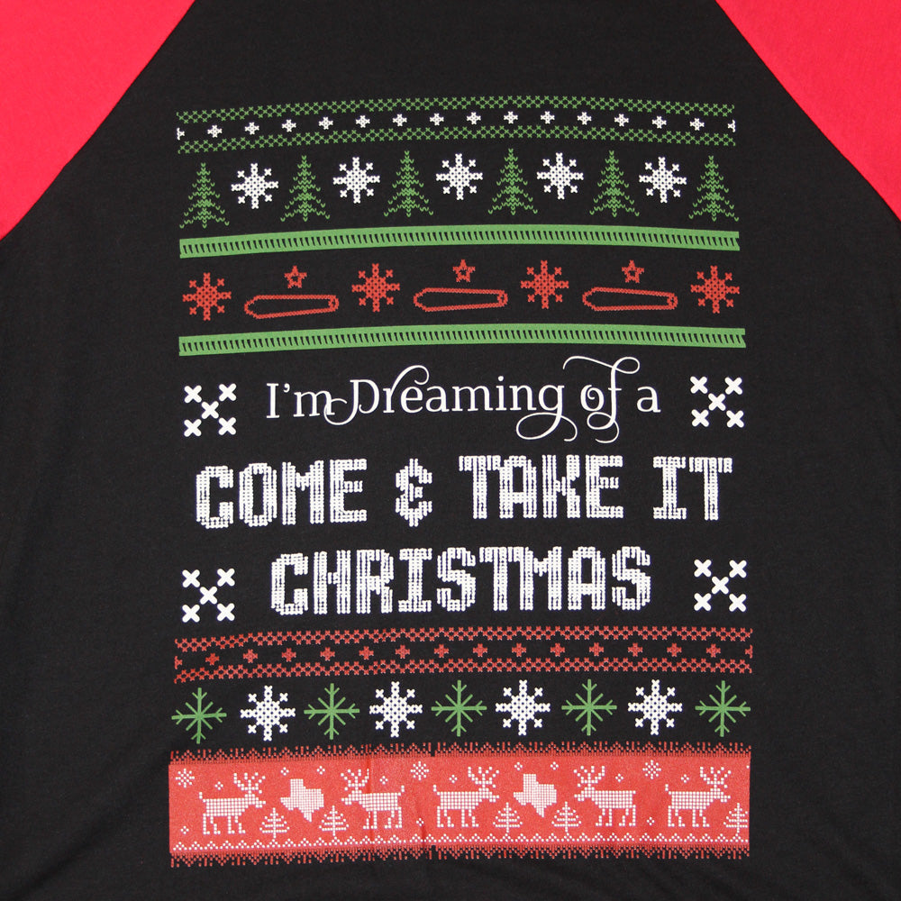 Come and Take It Christmas Raglan – Bella+Canvas 3/4 Sleeve Holiday Tee