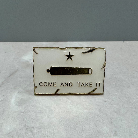 Distressed Come and Take It Flag Lapel Pin – Texas Independence Souvenir | Gonzales TX Collectible