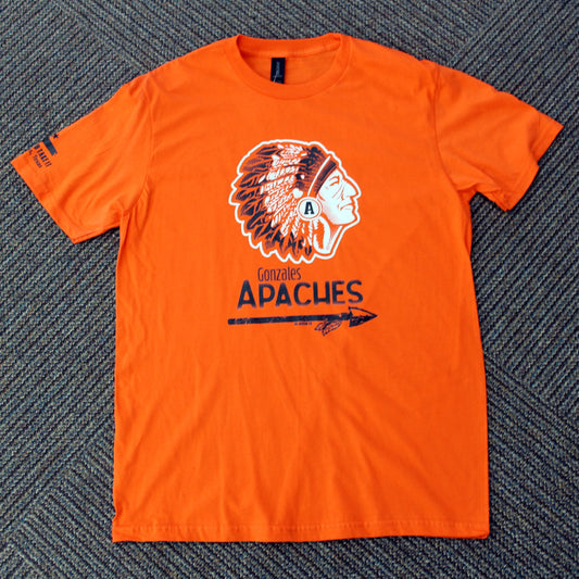 Gonzales Apaches Adult Tee – Orange Gildan Softstyle Midweight Shirt