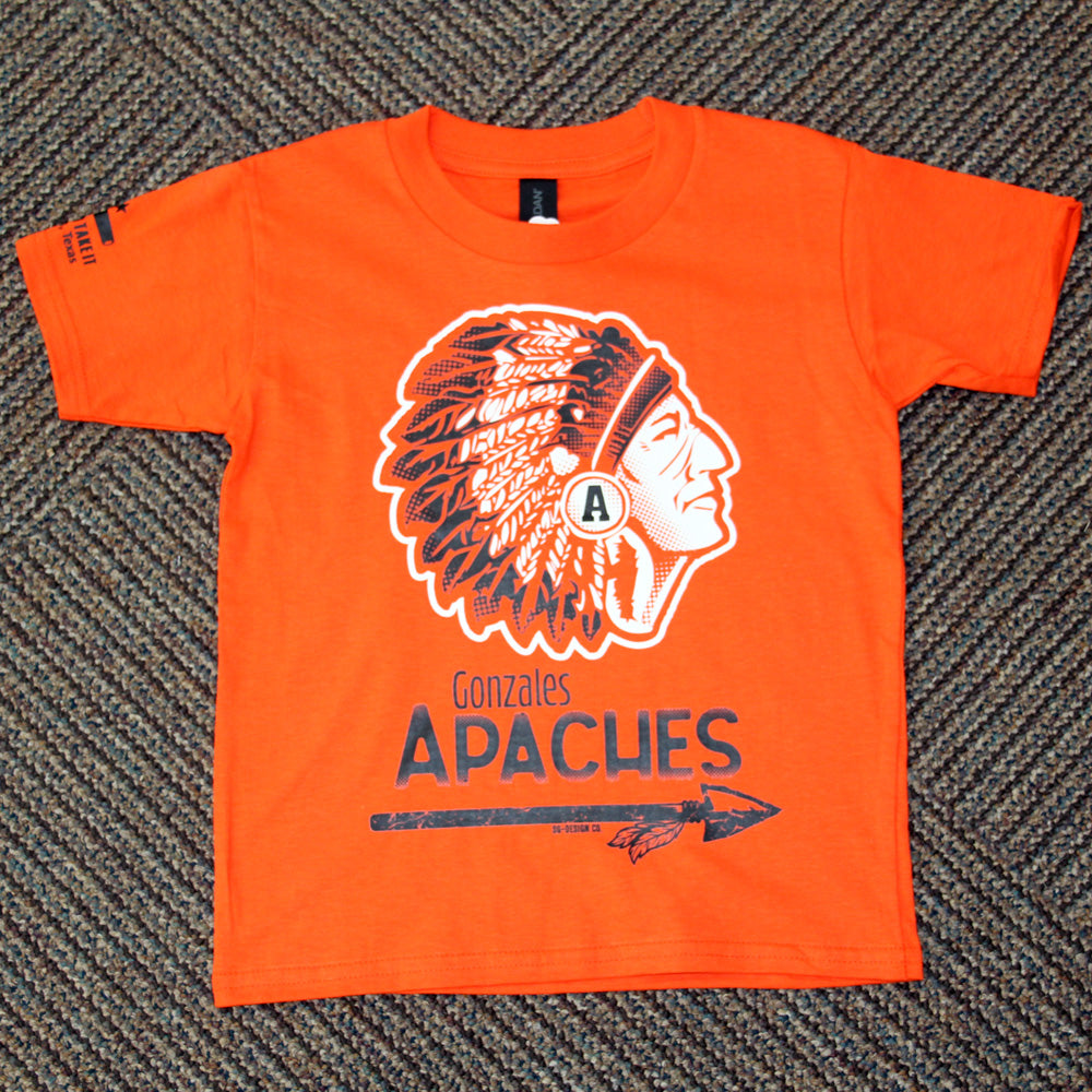 Gonzales Apaches Youth Tee – Orange Gildan Softstyle Midweight Shirt