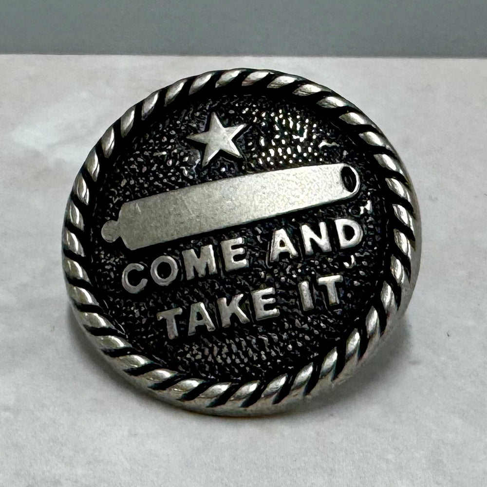 Gonzales Come and Take It Silver Lapel Pin | Historic Souvenir from Gonzales TX