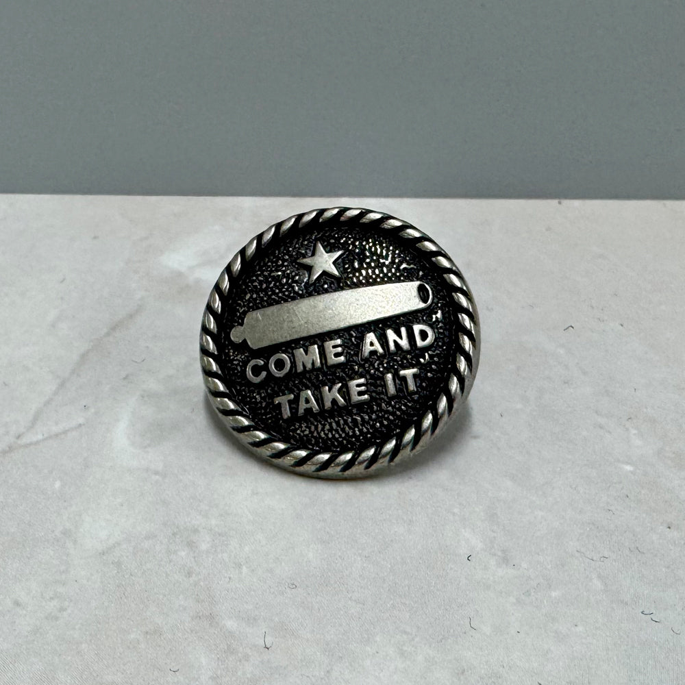Gonzales Come and Take It Silver Lapel Pin | Historic Souvenir from Gonzales TX