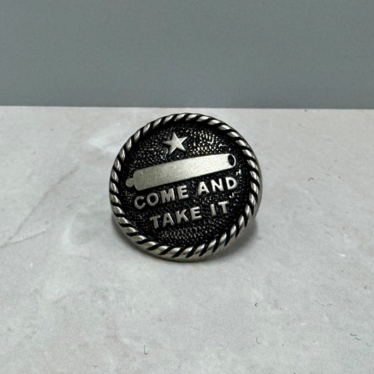 Gonzales Come and Take It Silver Lapel Pin | Historic Souvenir from Gonzales TX