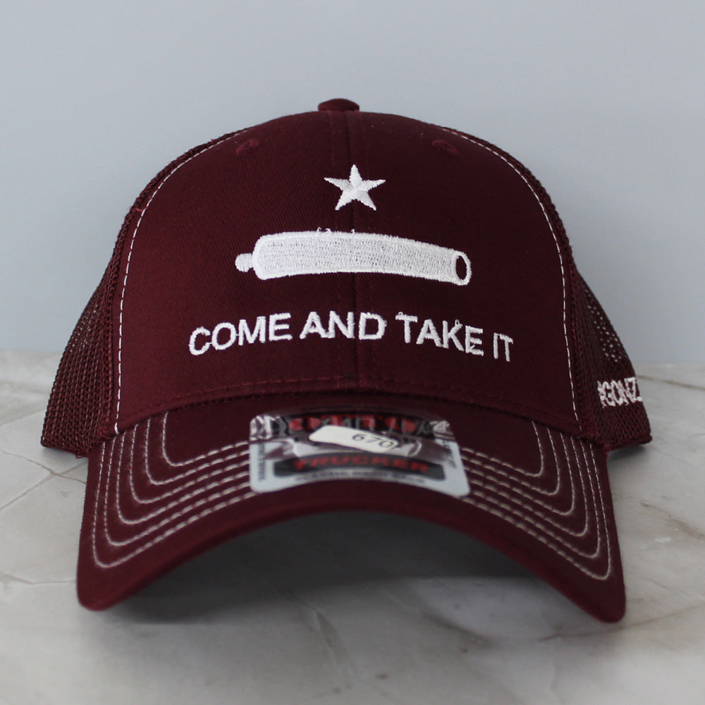 Come and Take It OTTO 6-Panel Low Profile Mesh Trucker Hat – Maroon
