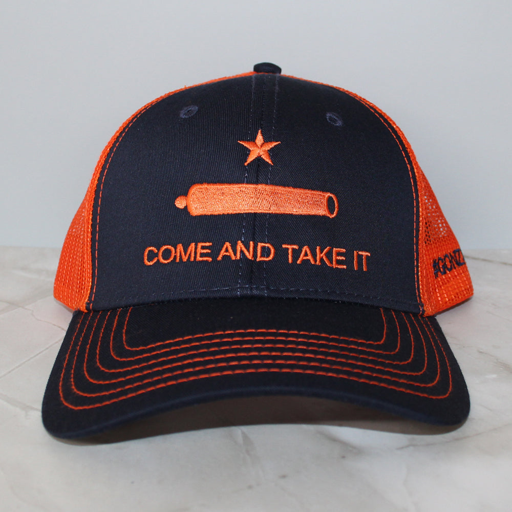 Come and Take It OTTO 6-Panel Low Profile Mesh Trucker Hat – Navy/Navy/Orange