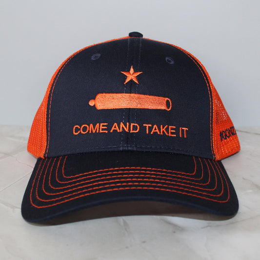 Come and Take It OTTO 6-Panel Low Profile Mesh Trucker Hat – Navy/Navy/Orange
